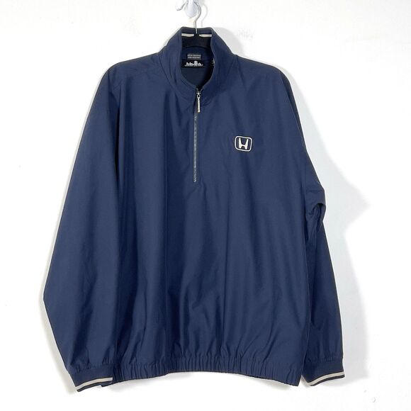 Ashworth Weather Systems 1/4 Zip Windbreaker Honda Golf Jacket Sz L Navy - Picture 1 of 12